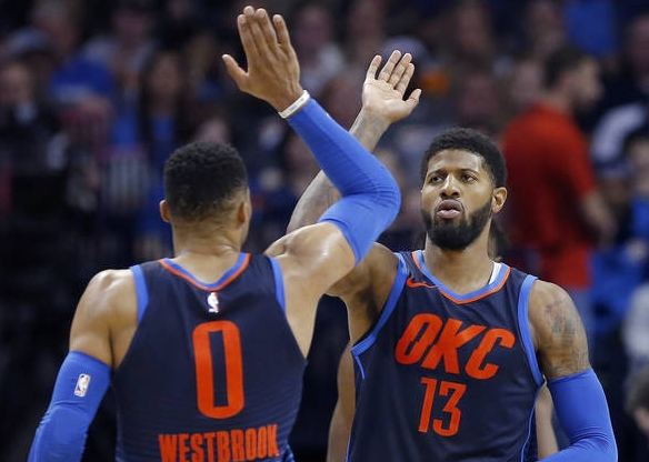 Paul George and Rusell Westbrook Oklahoma City Thunders